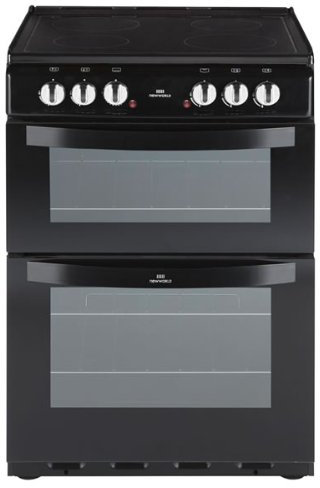 New World Ltd NW601EDOBLK 600mm Double Electric Cooker Ceramic Hob Black