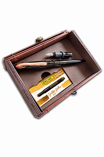 Online 10058 Kalligrafie Set I Schönschreibfüller Air Black Rose I Kalligrafie-Federn in 2 Strichstärken 0,8 / 1,4 mm I 5x Tintenpatronen Gold I Geschenkset für Kalligraphie Fans in Geschenkbox