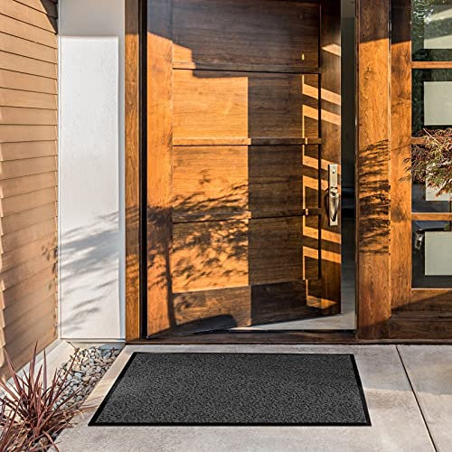 casa pura Tapis d'entrée Sky Anthracite-Noir,Paillasson Absorbant Lavable en Machine à Laver,Enlève salissures,Dos en TPE Durable et antidérapant,Passe sous la Porte 7 mm d'épaisseur - 120x180 cm