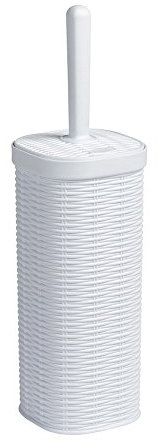 Kreher Toilettenbürste im Rattan Design, hochwertig verarbeitet, Maße B 11,5 x T 11,5 x H 40 cm, Farbe weiß