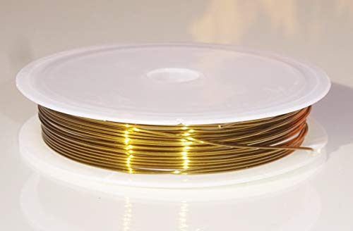 6 Metre Reel of 0.6mm Thick Brass Antique Chrome or Copper Metal Wire Like Clasps or Rings for Joining Connecting Chandelier Crystals Drops Link Beads Together Crafts Beading Charms (Antique Brass)