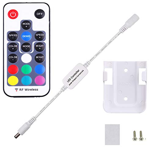 AIBOO Mini mando a distancia para tira de luces LED de color RGB, mando a distancia inalámbrico para luces de disco de intensidad regulable debajo del gabinete.