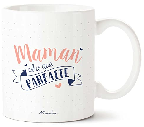Manahia Mug Cadeau Maman Tasse Personnalisée - Maman plus que parfaite - Avec boite Kraft - Imprimé en France - 330 mL Céramique - Future Maman - Noël, Anniversaire Maman - Fête Des Mères
