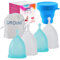 CROING 𝙈𝙚𝙣𝙨𝙩𝙧𝙪𝙖𝙡 𝘾𝙪𝙥 4 pcs Menstrual Cups with 1 pc Silicone Cup and 1 pc Storage Bag,Menstrual Cup Holder, Storing Period Cup (Blue and White)
