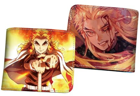 WANHONGYUE Men's Bifold Wallet Demon Slayer Anime Picture Printed Wallets for Women with 6 Slots 1 ID Windows Black/11