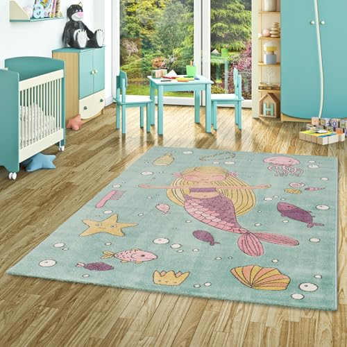 Pergamon Kinder Teppich Maui Kids Meerjungfrau Pastell Mintgrün in 5 Größen