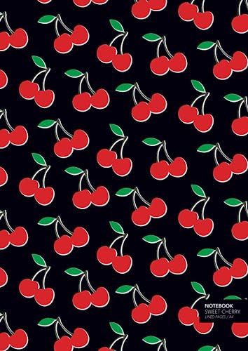 Sweet Cherry Notebook - A4: (Black Edition) Fun notebook 192 lined pages (A4 / 8.27x11.69 inches / 21x29.7cm)