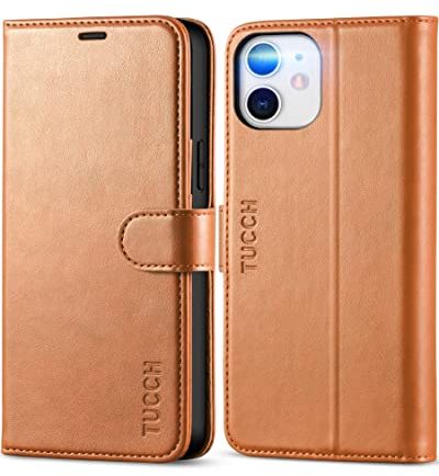 TUCCH Hülle für iPhone 12, Handyhülle iPhone 12 Pro [Verdicktes TPU] [Kartenfächer] [Standfunktion] [Magnet], Stoßfeste Schutzhülle für iPhone 12/12 Pro (6,1 Zoll) Braun