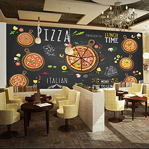 YIERLIFE Wandbild 3D Wandtattoo Aufkleber - Pizzeria Hand gezeichnete abstrakte Pizza - Fototapete Wandbild, 3D Bild Poster Aufkleber Hintergrund Wandbilder Wohnzimmer Tv Sofa Hintergrund Wandpapier F