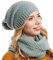 Hilltop Winter Kombi 2er Set aus Winter Schal und passender Strickmütze, Winter Set:Stone