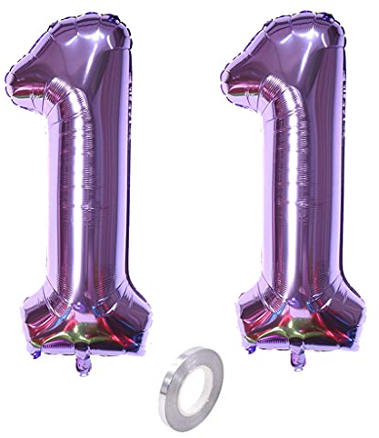 Luftballons Zahl 11, Zahl ballon 11 lila Luftballons 11. Geburtstag deko Mädchen Folienballon 11 Zahlballons 11 lila XXXL 40 Riese Aufblasbar Helium Ballon 11 jahre Geburtstag Deko Mädchen lila (11)