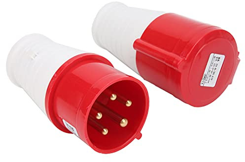 Dioche 3 Phase 5 Pin Power Cable Connector, Waterproof Industrial Plug Connector Socket Set, 380‑415V 32A 3P+N+E IP44 Cable Wire Connector for Agriculture Chemical Metallurgy Station