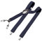DonDon Hosenträger Herren extra stark navy-blau 3,5 cm Hosenträger Herren breit mit brauem Leder in Y-Form lang - Starke Clips passend für Anzug Jeans Chinos Vintage Rockabilly Suspenders
