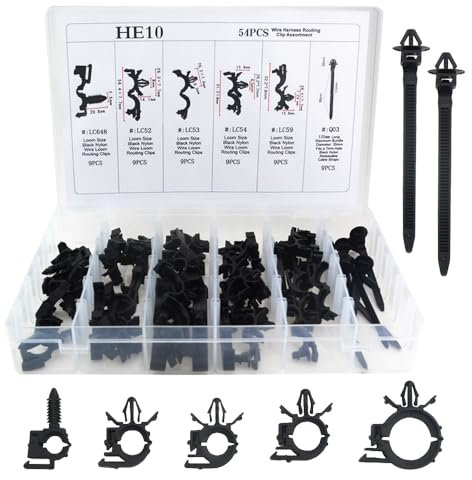 WMYCONGCONG Assortiment de 54 pinces de routage pour faisceau de câbles de voiture clips automobiles clips de remplacement pour faisceaux de câbles automobiles