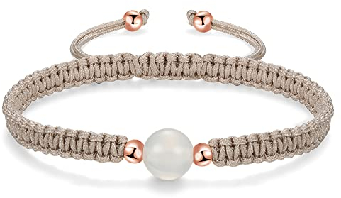 JENDEAR SHINE Agate Braided Bracelet for Women, 8mm Natural Agate and Hand Braided Rope Chain, Couple Friendship Gift Handmade Jewelry