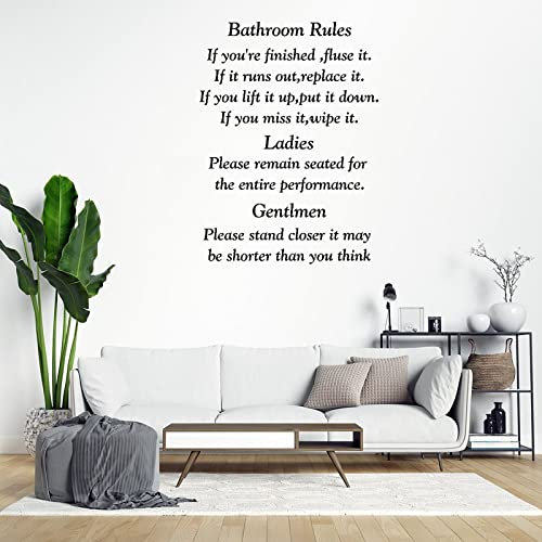 Wandaufkleber Bathroom Rules if you're finished,fluse it.If it Runs Out,Replace it.If You Lift it up,Put it Down.If You Miss it,Wipe it,Wall Decals Vinyl Wall Decal Zitat Sprüche Aufkleber