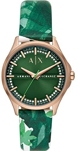 Armani Exchange Watch for Women, Three Hand Movement, 36 mm Rose Gold Stainless Steel Case with a Pro-Planet Leather Strap, AX5263