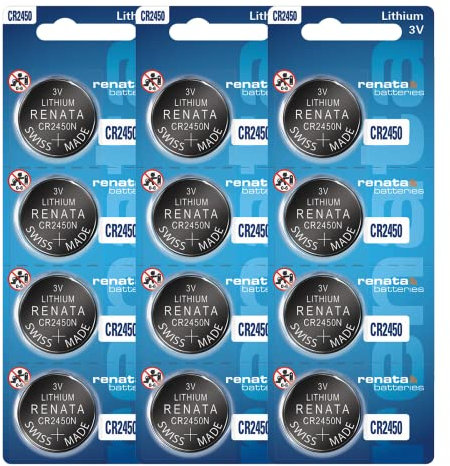 Renata CR2450 - Pilas de botón de litio de 3 V 2450 (12 unidades)