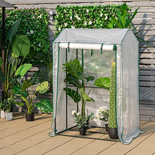 COSTWAY Gewächshaus Tomaten, 100x81x150cm, Foliengewächshaus mit PE Gitterfolie, Gartengewächshaus mit aufrollbarer Reißverschlusstür, Tomatenhaus klein & begehbar, Metallrahmen