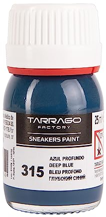 Tarrago Tinte para zapatos azul oscuro 315, bote de 25 ml, con pincel y esponja, para piel lisa, piel sintética o lona