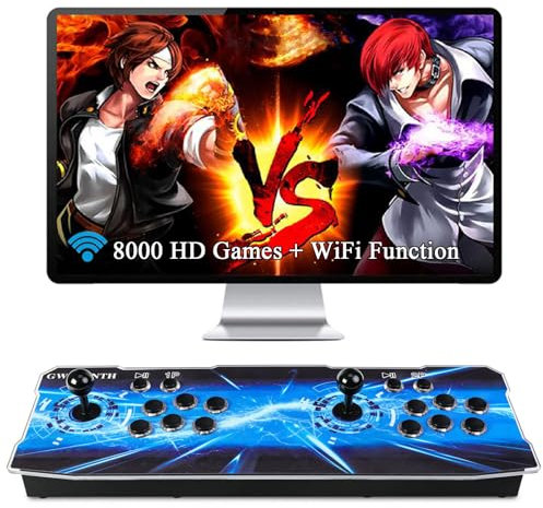 GWALSNTH Pandora Box TT Arcade Gaming Consolle 3D, 8000 Videogiochi HDMI con funzione WiFi, Ricerca/Salva/Nascondi/Pausa Giochi, Lista Preferita, fino a 4 Giocatori.. …