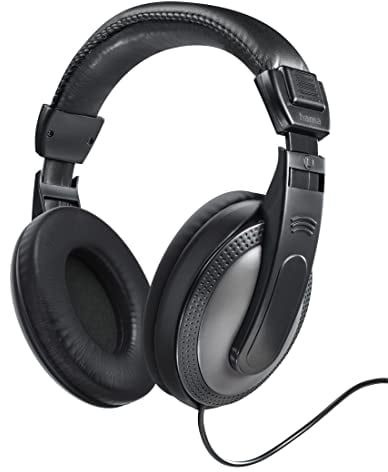 Hama | Auriculares de Diadema con Cable (Auriculares con Cable,Cable Largo, con Conector Jack 3.5mm y 6.35mm, Auriculares Música, Auriculares TV) Color Negro