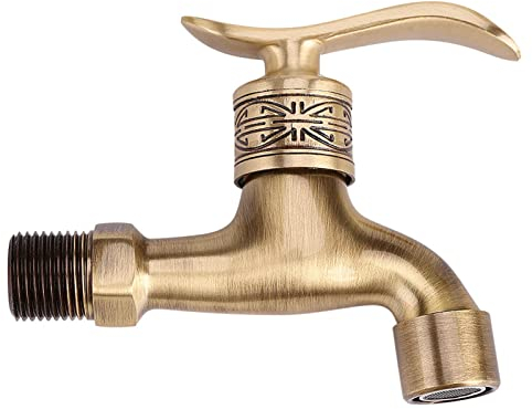 Spacnana Grifo de Agua G1/2, Grifo de Control de Agua Fría de Latón Clásico Antiguo para Jardín, Baño, Montaje en Pared, Grifos de Fregadero de Baño de Lavandería