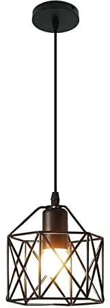WQCSH Lámpara Araña Norte Europa Minimalismo Creatividad Sencillez Geometría Diseño Restaurante Sala estar Cocina Oficina Barra Decoración Viento Industrial Pequeña lámpara Araña 15cm (Negro)