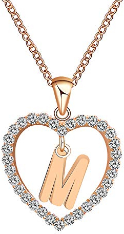 Weihnachts Überraschungsbox Geschenkbox Damen Halskette 925 Sterling Silber Rosegold Schmuck Mit Kristall Herz Buchstabe A-z Alphabet Anhänger Halskette Für Frauen Geburtstags Geschenk Valentinstag