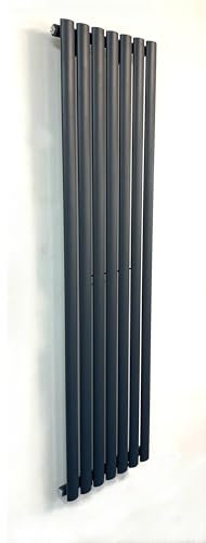 Manissa Anthracite Oval Tube Radiator 1600 x 420 Single Panel Central Heating Tall Tube Vertical Column Radiator 3152 BTU