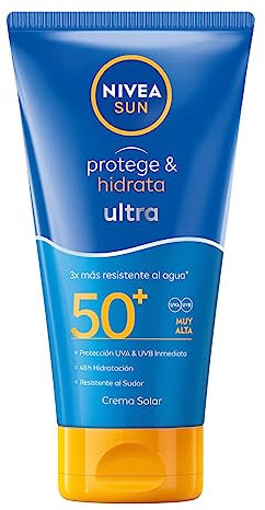 NIVEA SUN Protege & Hidrata Ultra FP50+, crema solar con 48h de hidratación (1 x 150 ml), protector solar ultra resistente al agua, crema hidratante con protección solar UVA & UBV