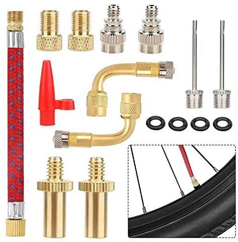 Fahrradventil Adapter Set, Adapter Fahrradventil Auf Autoventil, Ventiladapter Fahrrad für (Av Dv Sv Bv) Und Die Meisten Von Ventiltypen, für Fahrradpumpe Luftpumpe Ballpumpe Kompressor(Size:16 pcs)