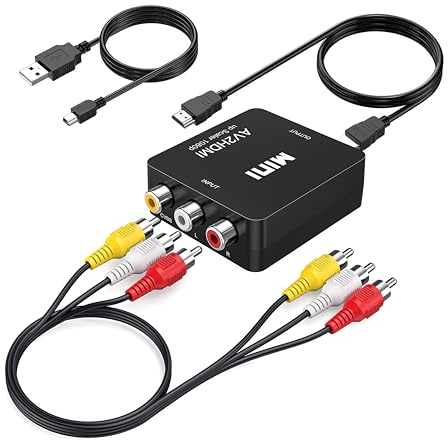RCA to HDMI Converter, AV to HDMI Adapter for N64 Wii PS2 PS3 Xbox VHS VCR