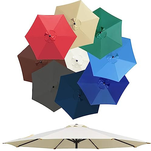 Auvent De Remplacement Pour Parasol De Terrasse De 3.0m, 6 Baleines/8 Baleines Toile De Parasol Déporté, Housse De Rechange Pour Parasol D'extérieur, Polyester Anti UV 50+(Couleur:Blanca,Taille:300cm