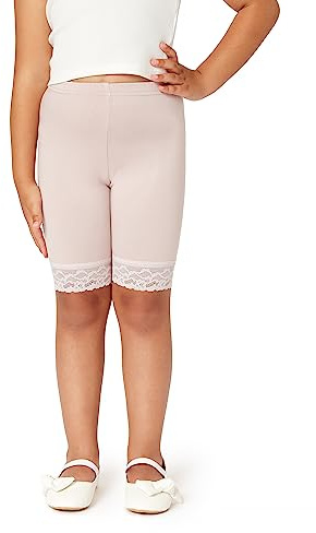 Merry Style Mädchen Kurze Leggings mit Spitze Mädchen Leggings aus Viskose MS10-434 (Puderrosa, 116)