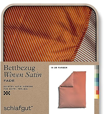 schlafgut Woven Fade Satin Bettwäsche 155x220cm gestreift Bettdecke Bezug einzeln, Red Fade in Hotelqualität mit 100% Baumwolle