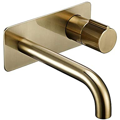 GagalU Waschbecken-Wasserhahn, gebürstetes Gold, 2-Loch-Drehknopf, heißes und kaltes Wasser, Messing, Badezimmer-Waschbecken-Wasserhahn, runde Badewannen-Mischbatterie mit Abdec