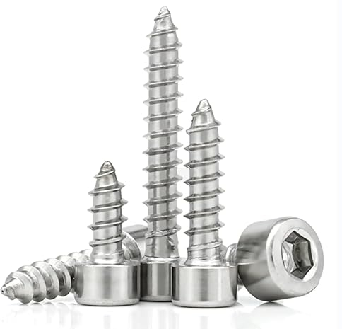 ANGEEK 50 Stück M6 X 12mm selbstschneidende Schraube,6X12 Zylinderschrauben mit Innensechskant, Edelstahl Rundkopf Selbstbohrende Schrauben