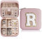 TINGN Klein Schmuckschatulle Mädchen, Reise Buchstaben Schmuckschatulle Mädchen | Klein Schmuck Organizer Box | Reise Schmuckkästchen Mädchen | Klein Reise Schmuckschatulle Buchstaben R Rosa