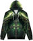 GLUDEAR Unisex Realistischer 3D-Digitaldruck Full Zip Hoodie Jacken Kapuzen-Sweatshirt, Grüne Beleuchtung Kreuz, XXX-Large