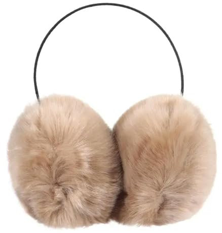 ZyMen Cache-oreilles pour femme - Protection contre le froid - En fourrure de lapin artificielle, marron clair, A