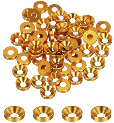 QUARKZMAN 60 arandelas avellanadas M4, aleación de aluminio anodizado de 10 mm/0,39 pulgadas, juntas de cabeza para tornillos RC/FPV/PC/piezas de accesorios para drones, dorado