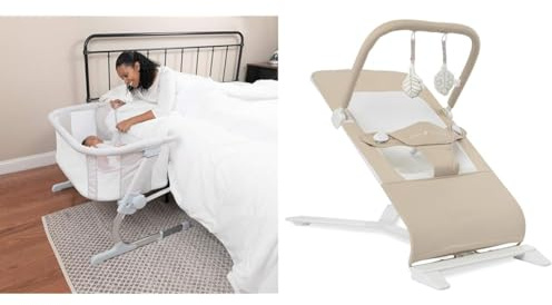 Baby Delight Beside Me Dreamer Bassinet | Bedside Sleeper | 6-Position Height Adjustment & Alpine Deluxe Portable Bouncer, Infant, 0-6 Months, 100% GOTS Certified Cotton Fabrics