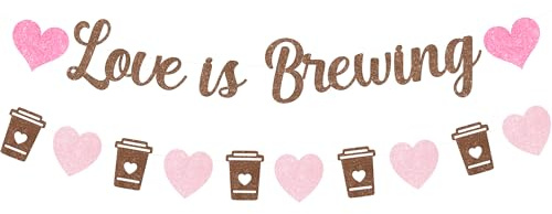 Sursurprise Kaffee Braut Dusche Dekorationen, Liebe ist Brauerei Braut Dusche Dekorationen Banner Kaffee Bar Zeichen für Bachelorette Party Verlobung Hochzeit Party Supplies
