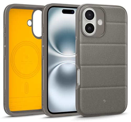 Caseology Athlex Mag für iPhone 16 Hülle Magnetische [Sandstein Textur] Fallschutz in Militärischer Qualität mit Seitlichen Griffmustern iPhone 16 Hülle - Active Gray