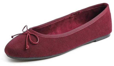Feversole Ballerina Velluto Colorata con Cuscino in Memory Foam per amaretti da Donna Velluto a Coste Borgogna 40 EU