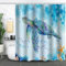 FAIRYGATE Badezimmer Vorhang Meer Duschborhang Bunt Duschvorhang Vintage Blau Stoffliches Gewebe Anti Schimmel Vorhang Wasserdicht Badezimmerdekorationsset mit Haken 180 x 180 cm B9305