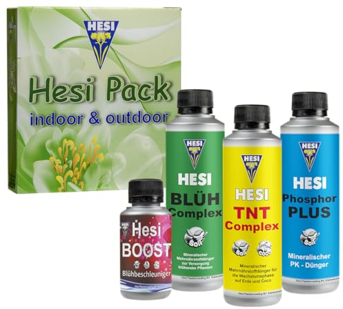 growkingz Hesi Dünger Set, enthält Hesi TNT Complex 250ml, Hesi Blüh Complex 250ml, Hesi Phosphor Plus 250ml, Hesi Boost 100ml, Hochwertiger Grow Dünger Hesi Dünger für gesunde und kräftige Pflanzen