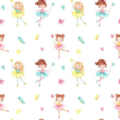 VaryFloral Mustertapete Fee Selbstklebende Tapete 30.5cmx300cm Tapete Blumen Schmetterling Weiß Wandtapete Selbstklebend Niedlich Kindisch Tapete Kinderzimmer Mädchen Tapete Wohnzimmer Kinderzimmer