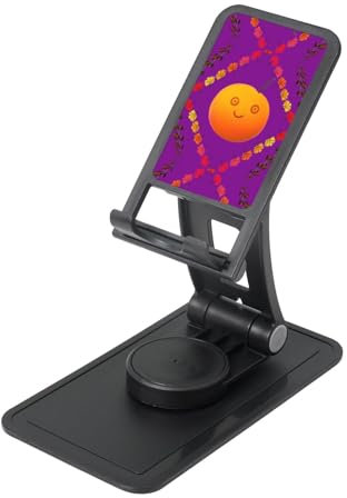 Orange Handy-Ständer, 360° verstellbar, faltbar, Desktop-Handyhalterung, kompatibel mit den meisten Handys, Schwarz